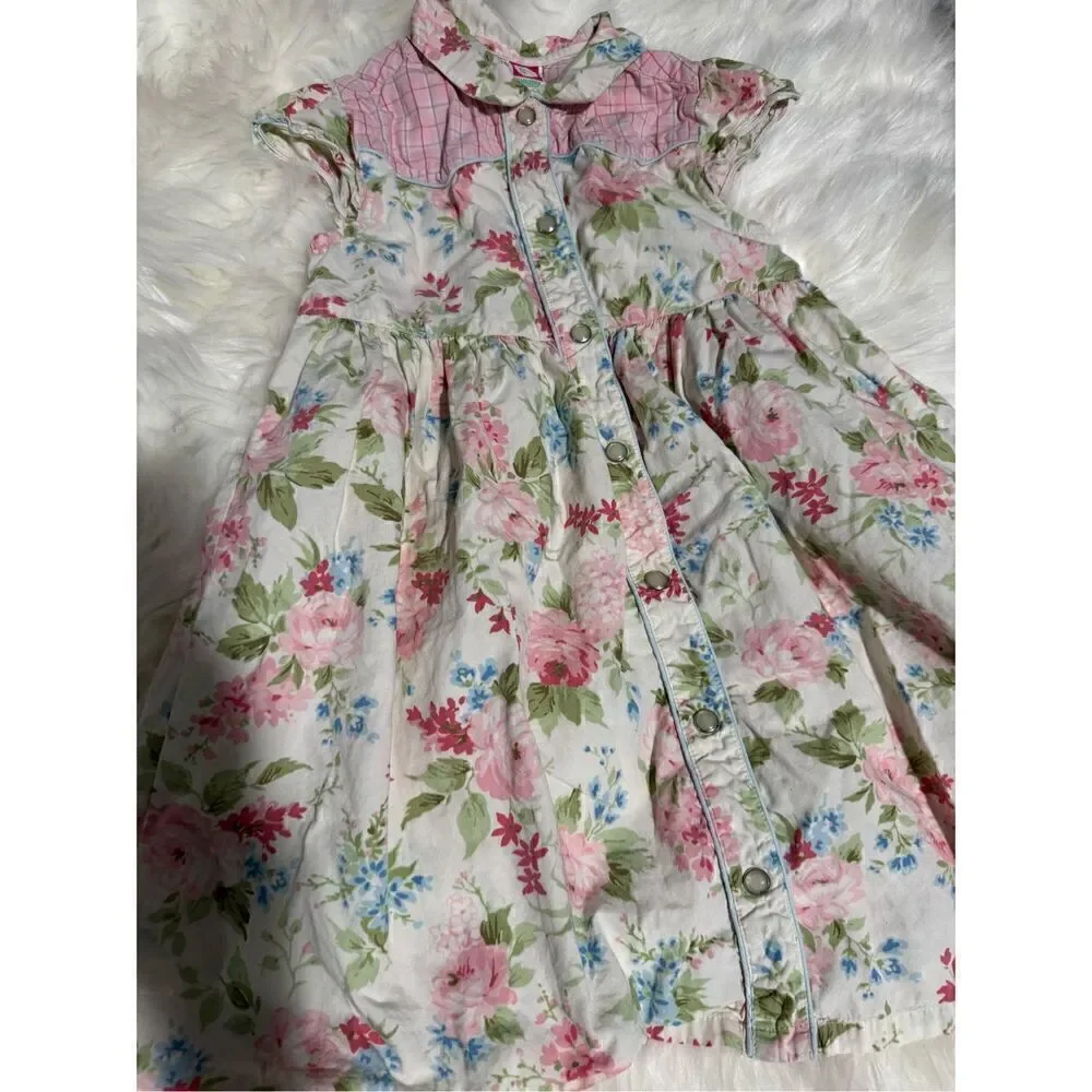 Gymboree vintage floral cottage core prairie western petal snap button front 5 g